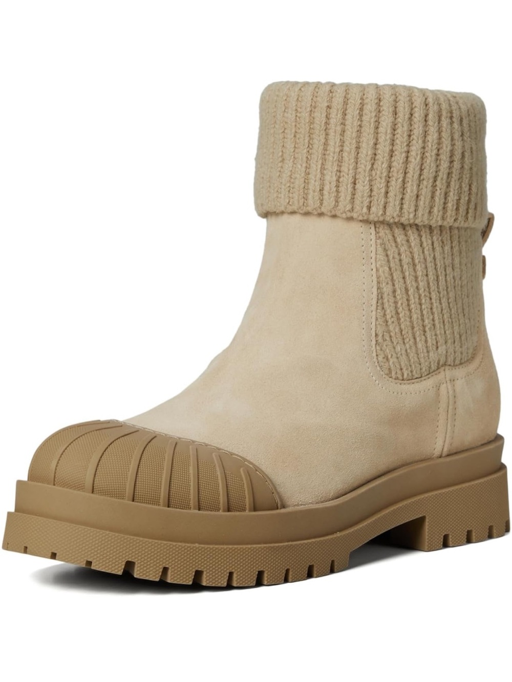 Sam Edelman Women’s Beige Knit-Cuff Suede Ankle Boots